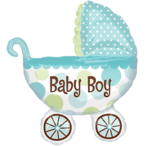 Blue Baby Pram Balloon in a Box