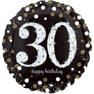Gold & Silver Sparkling 30th  Balloon in a Box