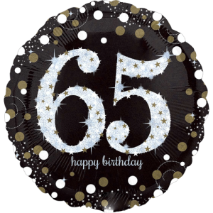Black & Gold 65th Birthday Balloon in a Box