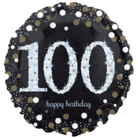 18" Black & Gold 100th Celebrations balloon