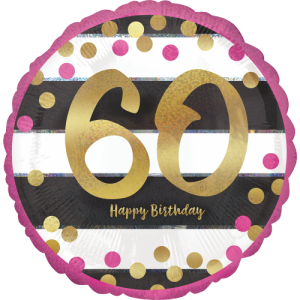 Pink & Gold 60th Birthday Dots Balloon in a Box