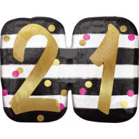 Stripes & Dots 21st Birthday balloon