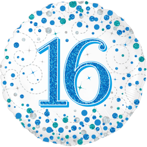 16th Sparkling Fizz Blue Balloon in a Box