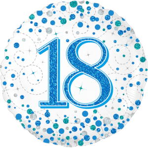 18th Sparkling Fizz Birthday Blue Balloon in a Box