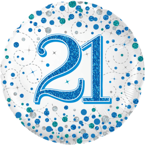 21st Sparkling Birthday Blue Balloon in a Box