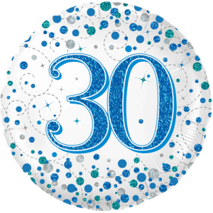 30th Sparkling Fizz Birthday Blue  Balloon in a Box