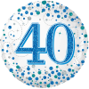 40th Sparkling Birthday Blue Balloon in a Box Small Image