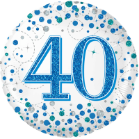 40th Sparkling Birthday Blue balloon