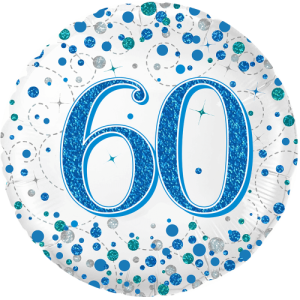 60th Sparkling Fizz Birthday Blue  Balloon in a Box