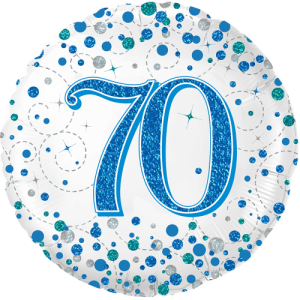 70th Sparkling Fizz Birthday Blue  Balloon in a Box