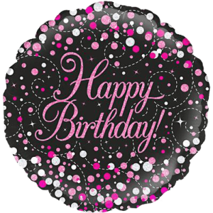 Sparkling Fizz Birthday Black & Pink Balloon in a Box