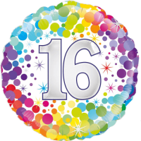 16th Colourful Confetti Birthday balloon