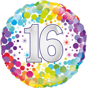16th Colourful Confetti Birthday Balloon in a Box