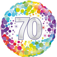 70th Colourful Confetti Birthday balloon