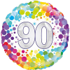 90th Colourful Confetti Birthday Balloon in a Box Small Image