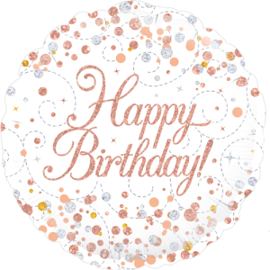 Sparkling Fizz Birthday White & Rose Gold Balloon in a Box