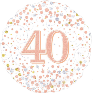 40th Sparkling Fizz Birthday White & Rose Gold Balloon in a Box