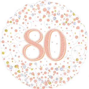 80th Sparkling Fizz Birthday White & Rose Gold Balloon in a Box