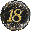 18th Sparkling Fizz Birthday Black & Gold Balloon in a Box Small Image