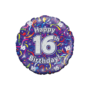 Holographic 16th Birthday Streamers Balloon in a Box