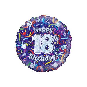 Holographic 18th Birthday Streamers Balloon in a Box