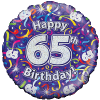 Holographic 65th Birthday Streamers Balloon in a Box Small Image