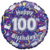 Holographic 100th Birthday Streamers Balloon in a Box Small Image
