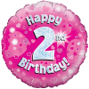 Pink 2nd Birthday Holographic Balloon in a Box Small Image
