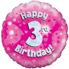 Pink 3rd Birthday Holographic Balloon in a Box Small Image