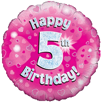 Pink 5th Birthday Holographic balloon