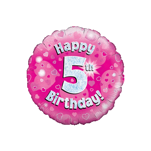 Pink 5th Birthday Holographic Balloon in a Box