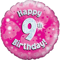 Happy 9th Birthday Girl Holographic balloon