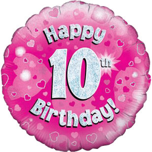 Happy 10th Birthday Girl Holographic Balloon in a Box