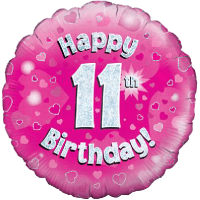 Happy 11th Birthday Girl Holographic balloon