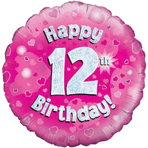 Happy 12th Birthday Girl Holographic Balloon in a Box