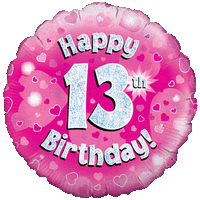 Pink 13th Birthday Holographic balloon