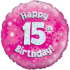 Happy 15th Birthday Girl Holographic Balloon in a Box Small Image