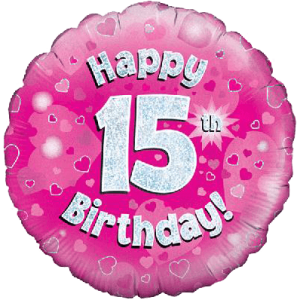 Happy 15th Birthday Girl Holographic Balloon in a Box