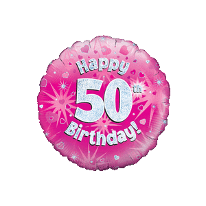 Happy 50th Birthday Girl Holographic Balloon in a Box