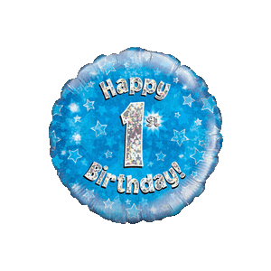  Blue 1st Birthday Holographic Balloon in a Box