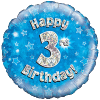 Blue 3rd Birthday Holographic Balloon in a Box Small Image