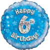 Happy 6th Birthday Boy Holographic Balloon in a Box Small Image