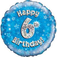 Happy 6th Birthday Boy Holographic balloon