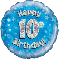 Happy 10th Birthday Boy Holographic balloon