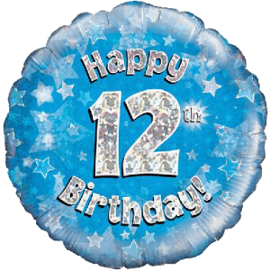 Happy 12th Birthday Boy Holographic Balloon in a Box