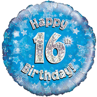 Happy 16th Birthday Boy Holographic balloon