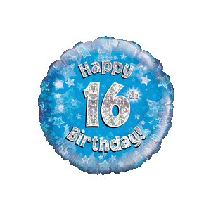 Happy 16th Birthday Boy Holographic Balloon in a Box