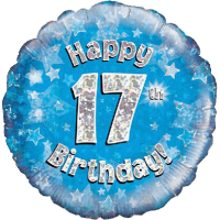Happy 17th Birthday Boy Holographic balloon