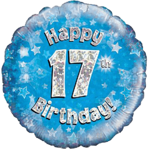 Happy 17th Birthday Boy Holographic Balloon in a Box