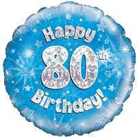 Happy 80th Birthday Boy Holographic balloon